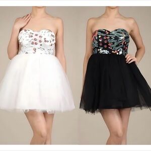 🖤 HOST PICK 🖤 #30 Strapless White Pink Black Sequin Tulle Party Dress S M L
